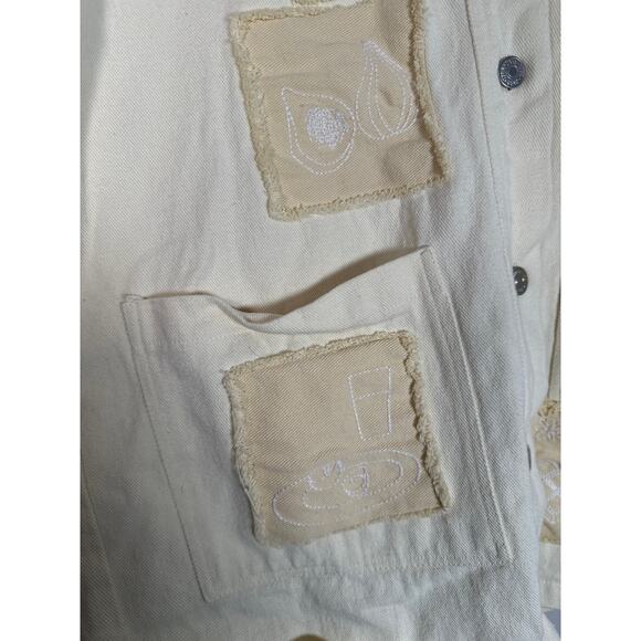 Zara Bloggers Favorite Overshirt Jacket Embroidered Patches Womens Size Small - Picture 4 of 12